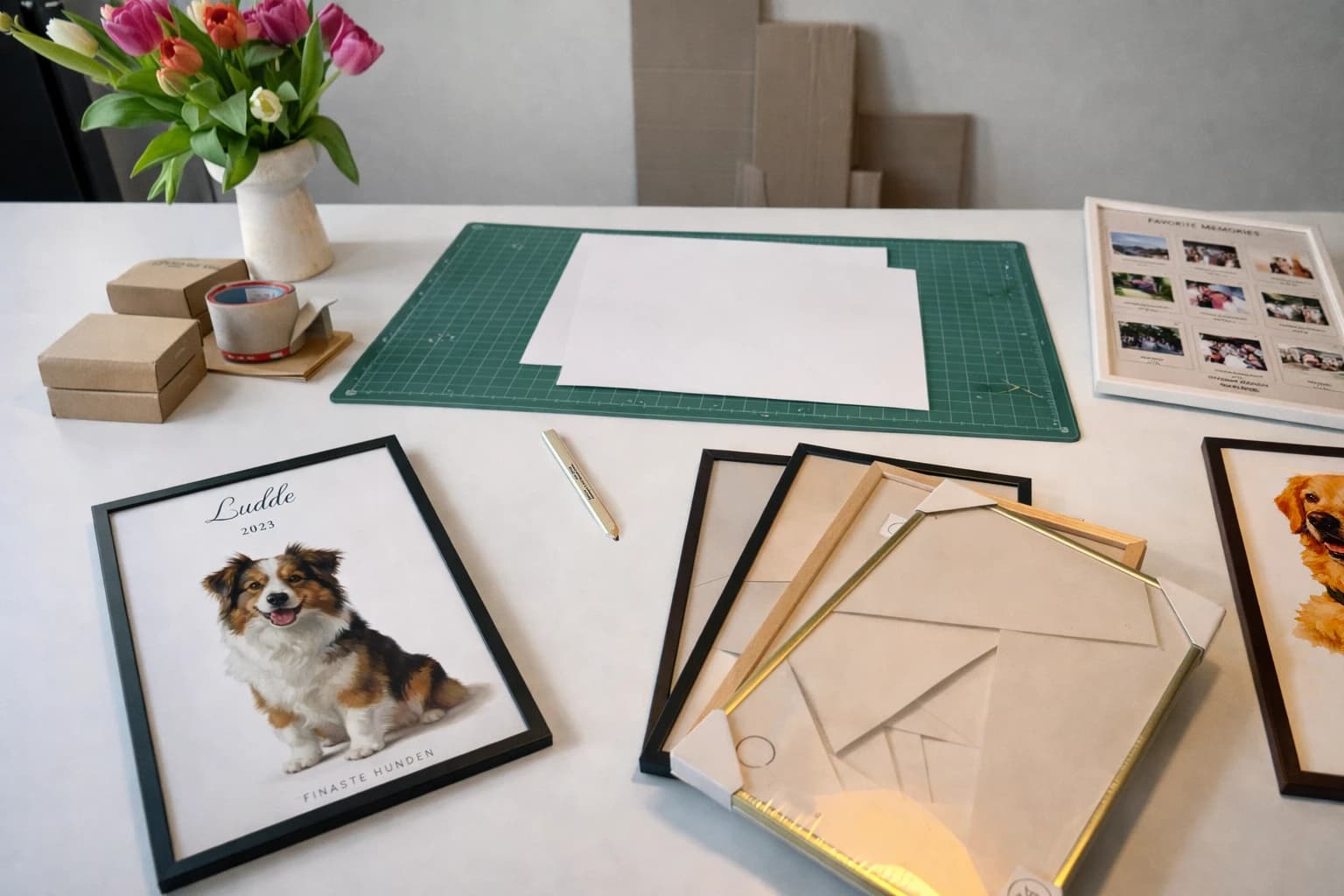 Personliga posters på en vägg i ett hem